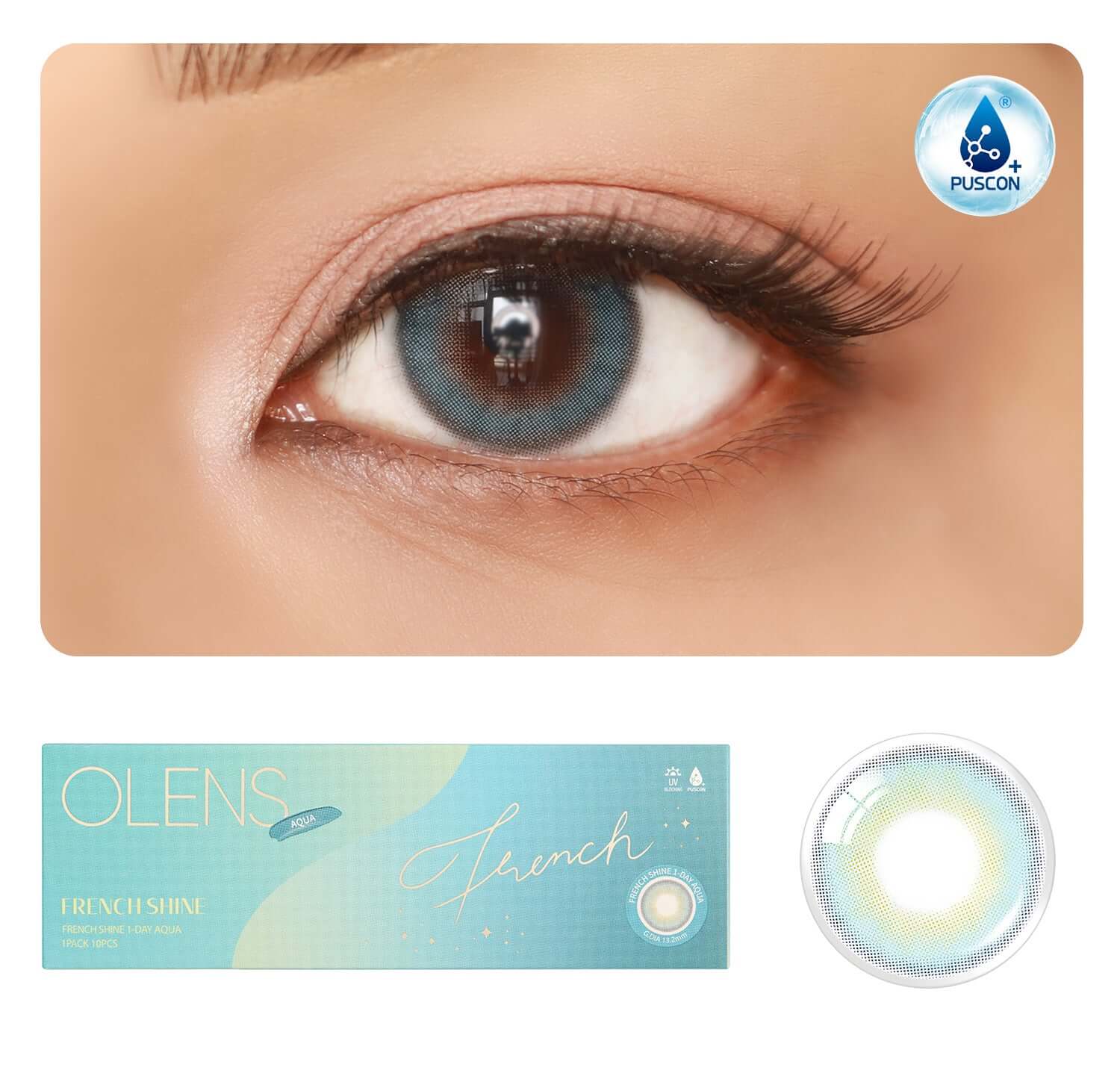 colored contact lenses OLENS French Shine Aqua ( 1 Day )