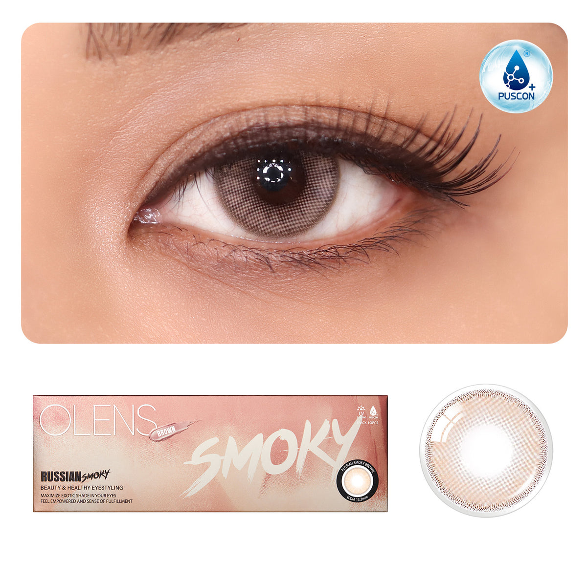 colored contact lenses OLENS Russian Smoky Brown ( 1 Day )