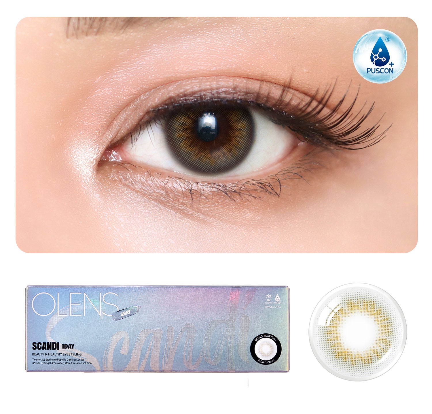  colored contact lenses OLENS Scandi Grey ( 1 Day )